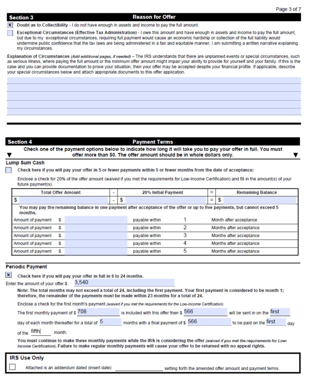 form 656: offer in compromise page 3