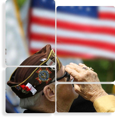 A Veteran saluting the US flag